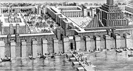 Фото реконструкции стен Вавилона. 