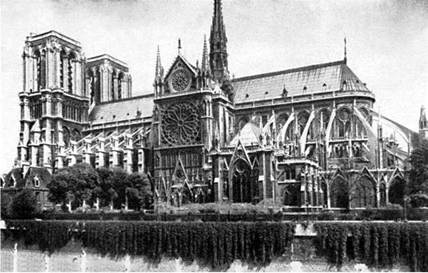 Фото южного  фасада собора Парижской Богоматери. 