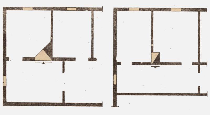 Фото по установке угловой и прямоугольной печей, отапливающих три комнаты
